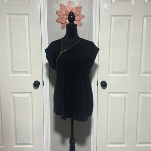 Express black dress shirt with stylish zipper - size medium